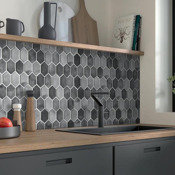 sunwings Picket Gray Mix 10.7 in. x 10.1 in. Long Hexagon Recycled