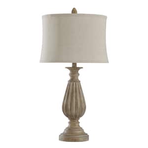 29 in. Brown with Black Tint Table Lamp with Beige Softback Fabric Shade
