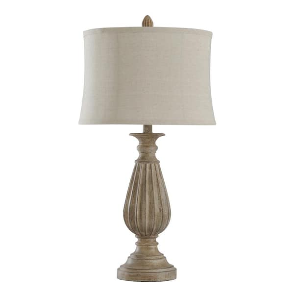 StyleCraft 29 in. Brown with Black Tint Table Lamp with Beige
