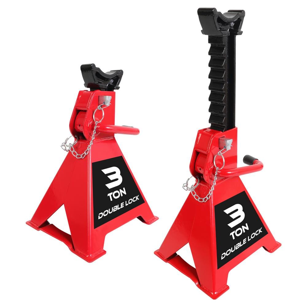 Big Red 3-Ton Reinforced Double-Locking Jack Stands (2-Pack) T43005A ...