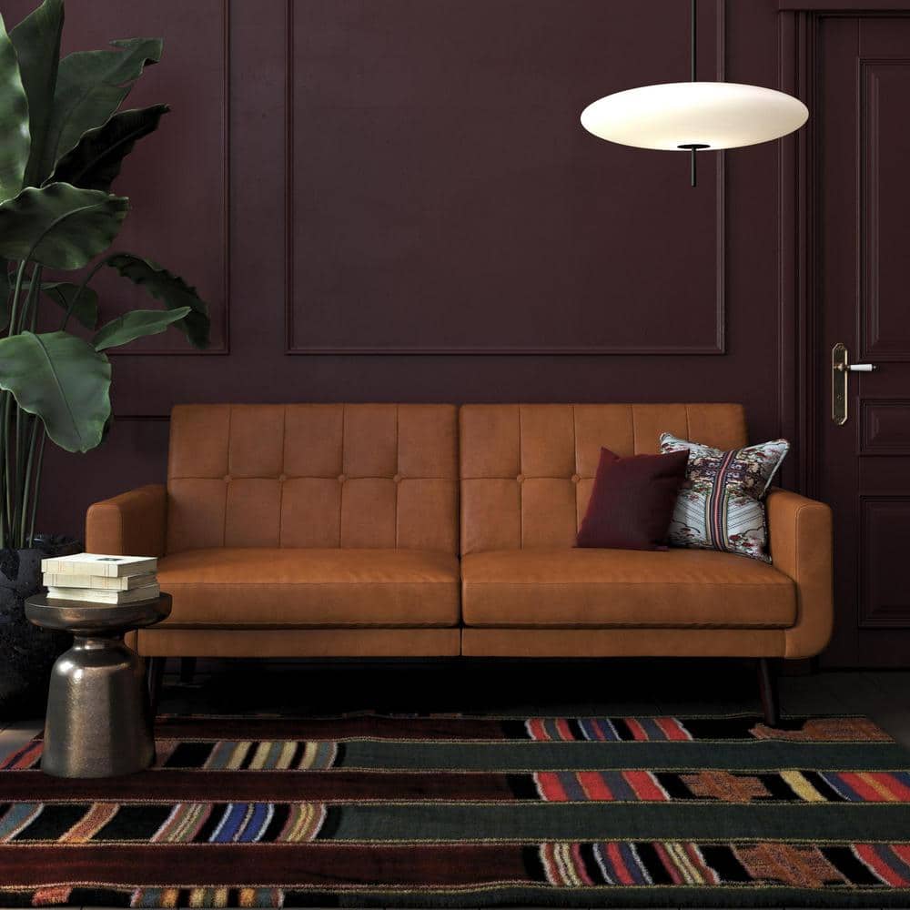 Reviews for DHP Fay Camel Faux Leather Upholstered Modern Futon Pg 1