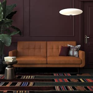 Fay Camel Faux Leather Upholstered Modern Futon