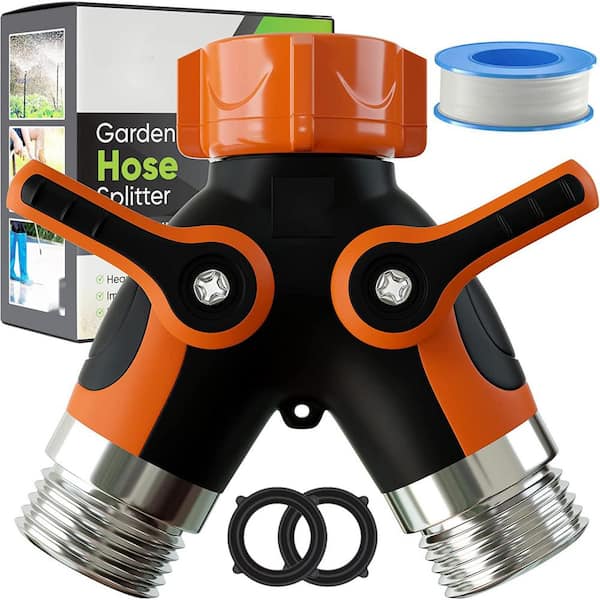 Cubilan Hose Splitter 2-Way, Heavy-Duty Metal Connector, 2-Way Garden Hose Splitter, High Flow Spigot Faucet Bib Adapter
