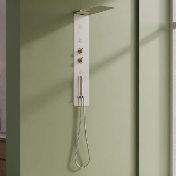 3-Jet 4-Function Shower System with Rainfall Waterfall Shower Head and Hand Shower Wand in Brushed Nickel