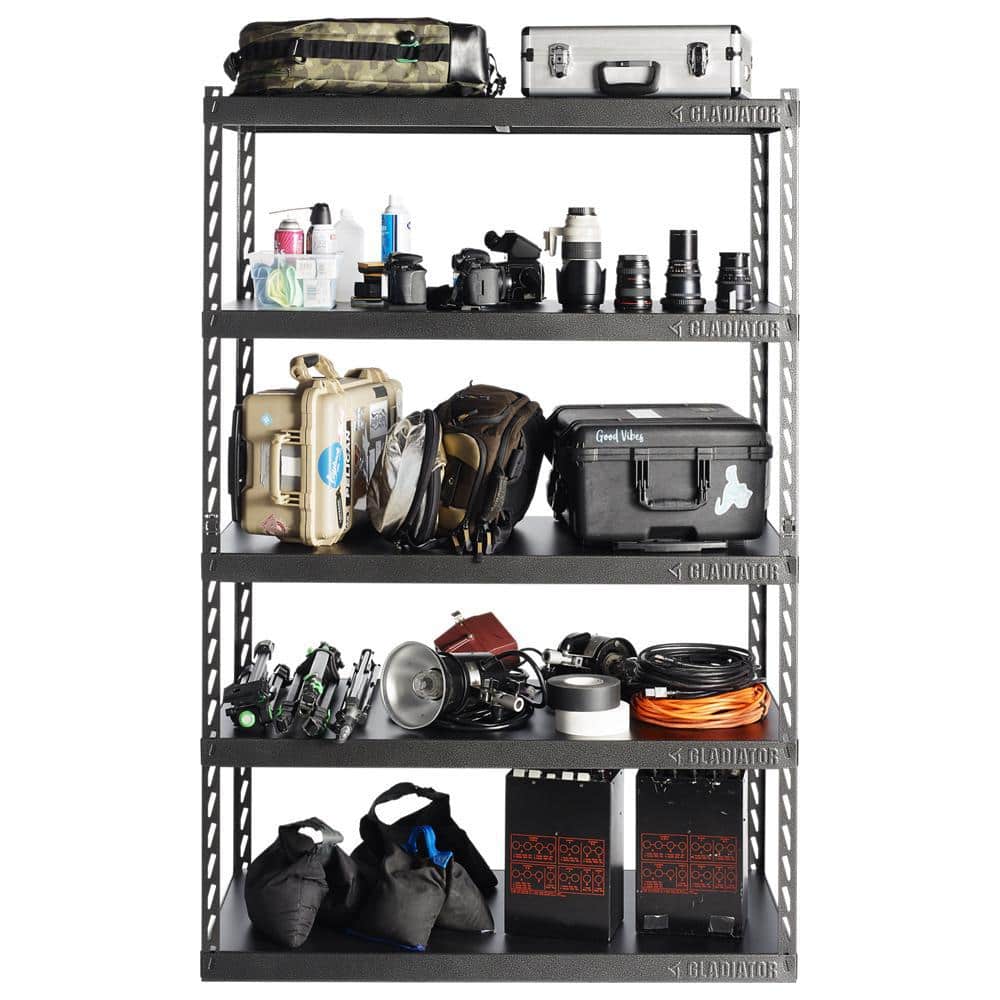 Hammered Granite 48" Wide 5-Shelf Laminate Storage Rack