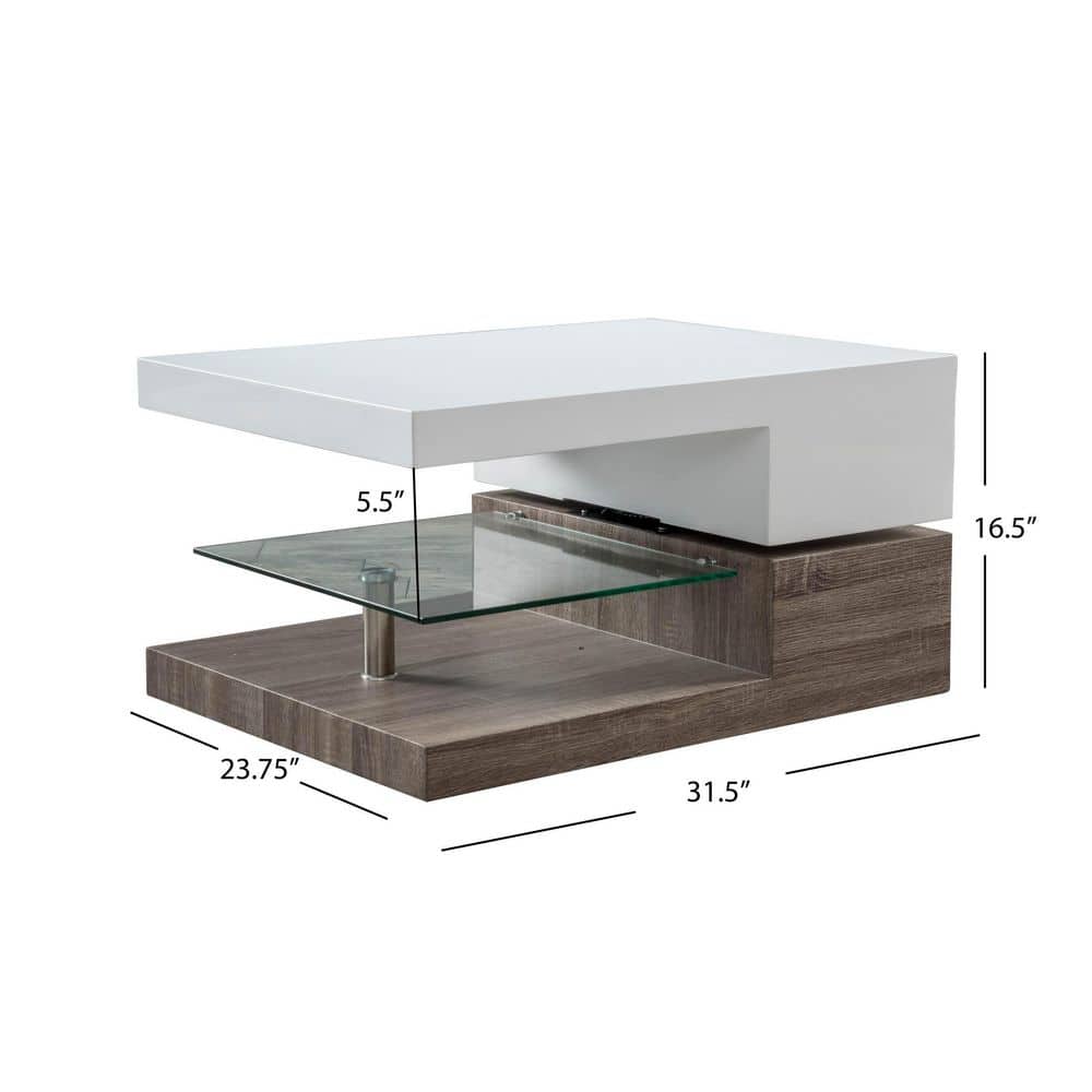 Bridgetown 36" White and Oak Rotatable Coffee Table