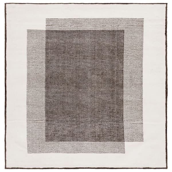 SAFAVIEH Audrey 6 ft. x 6 ft. Dark Gray/Ivory Rectangular Overlay square Area Rug
