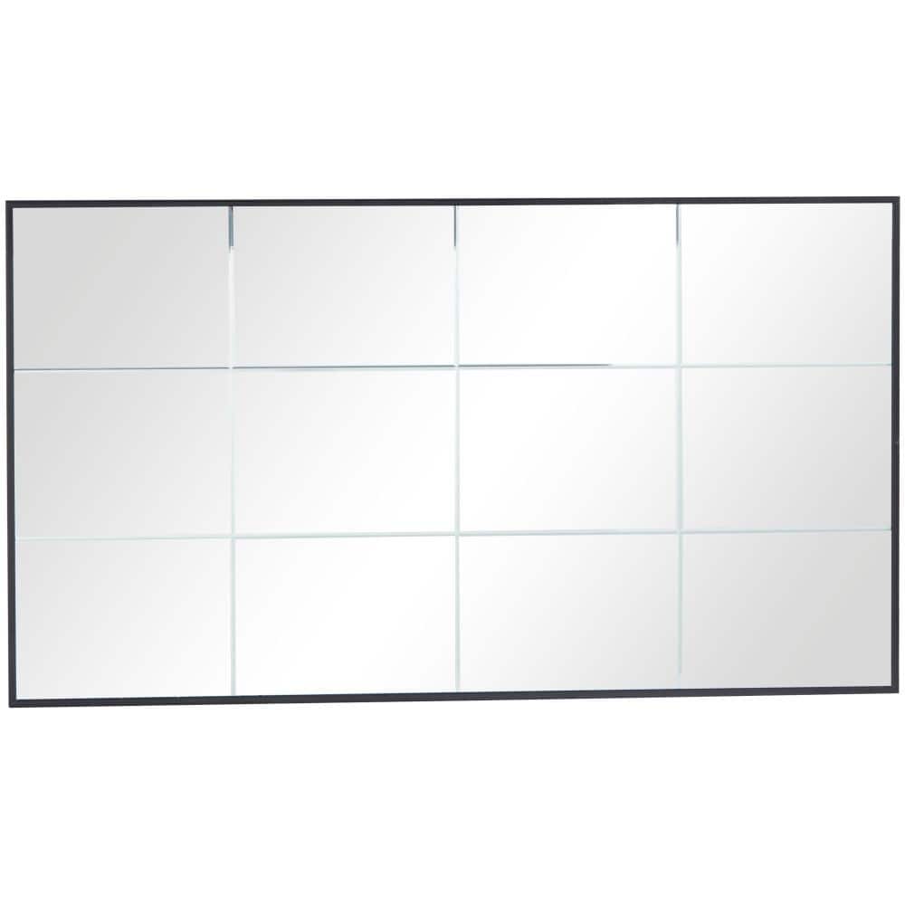 Litton Lane 40 in. x 23 in. Grid Style Panel Rectangle Framed Black Wall  Mirror 042761 The Home Depot