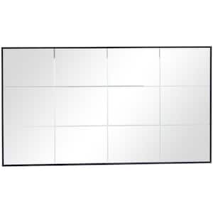 40 in. x 23 in. Grid Style Panel Rectangle Framed Black Wall Mirror