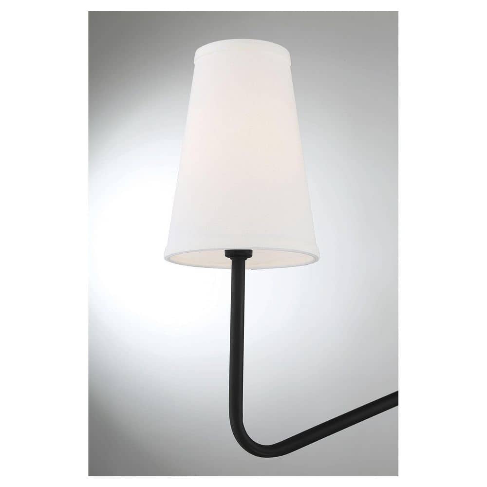 Matte Black 4-Light Linear Pendant Chandelier with White Shades