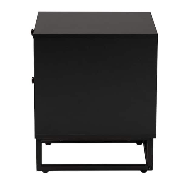 Baxton Studio Declan 2 Drawer Espresso Brown and Black Nightstand