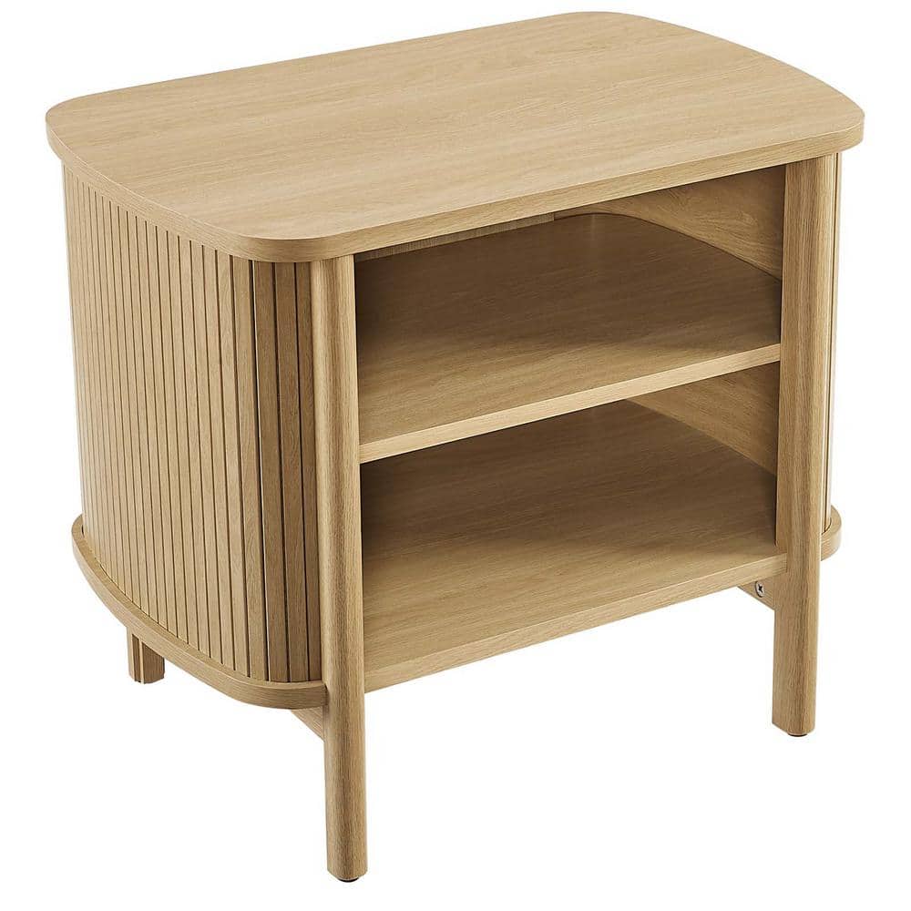 Cadence Oak Fluted Open Shelf Nightstand