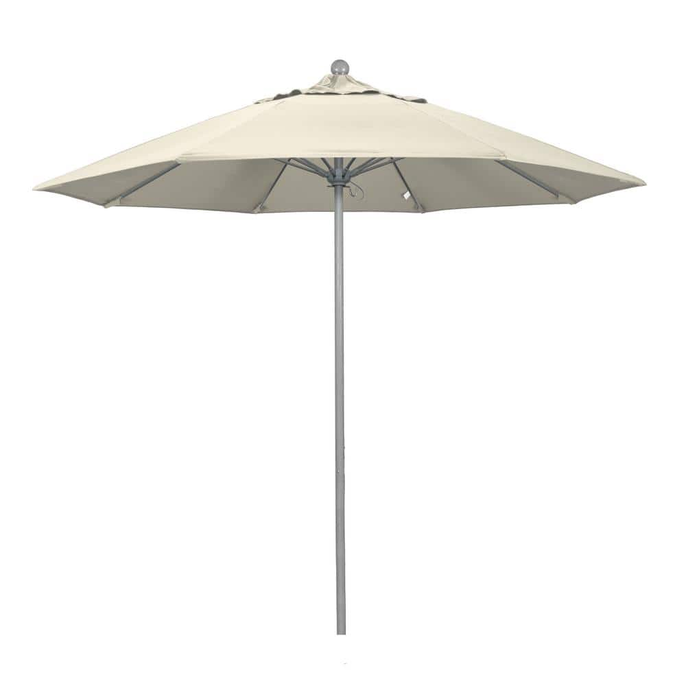 California Umbrella 9 ft. Gray Woodgrain Aluminum Commercial Market ...