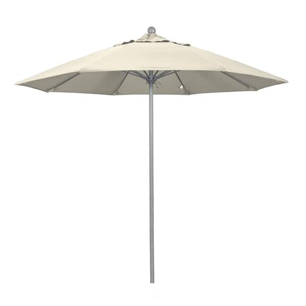 California Umbrella 9 ft. Gray Woodgrain Aluminum Commercial Market Patio Umbrella Fiberglass Ribs and Push Lift in Antique Beige Olefin