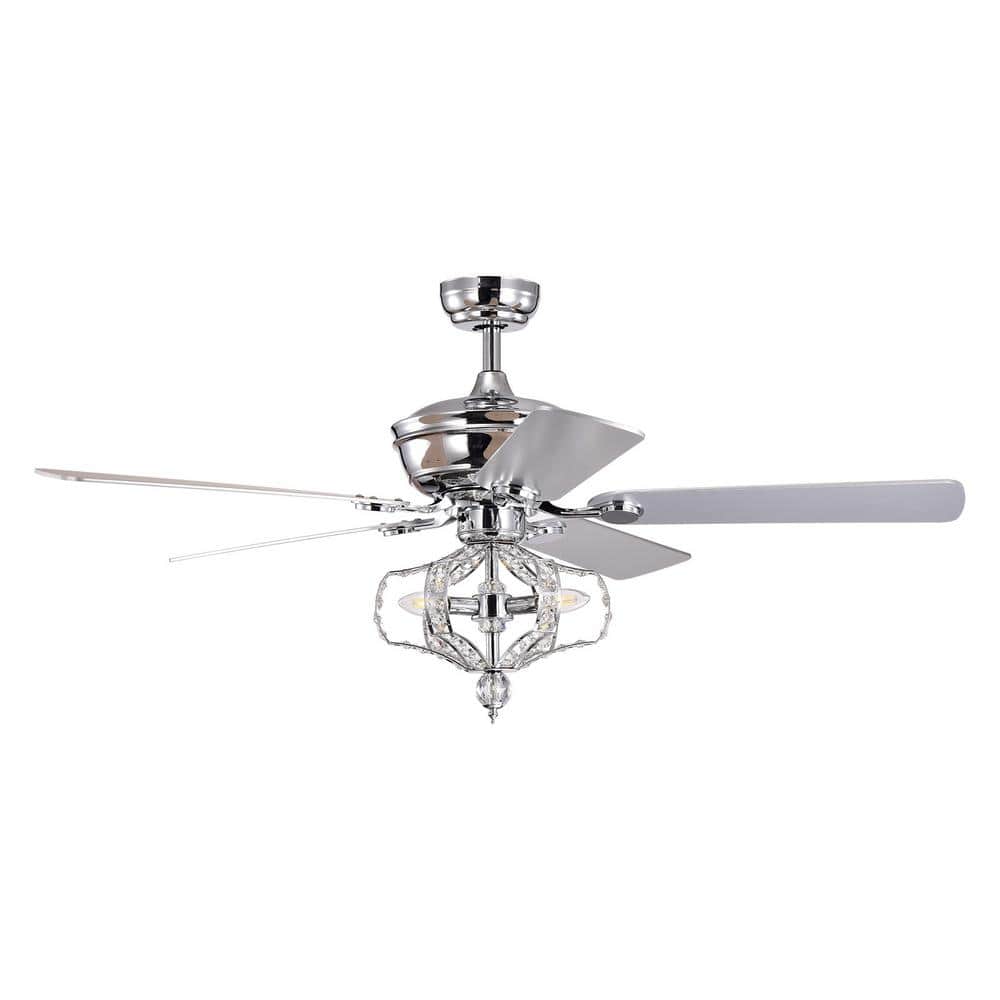 52 in. Smart Indoor Chrome Ceiling Fan with Remote Control and 5 Blades Rev