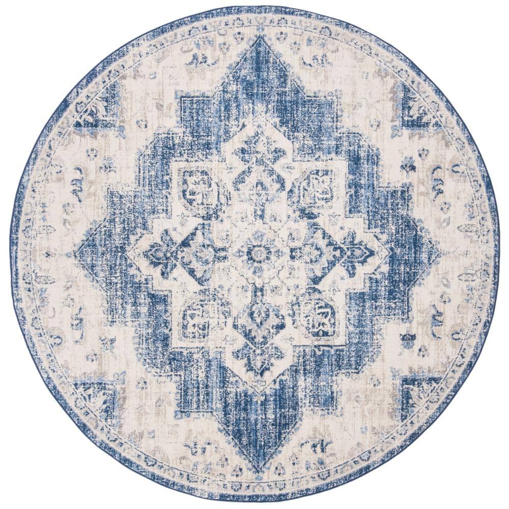 Brentwood Ivory/Navy 7 ft. x 7 ft. Round Border Area Rug price history on PriceWatchPro