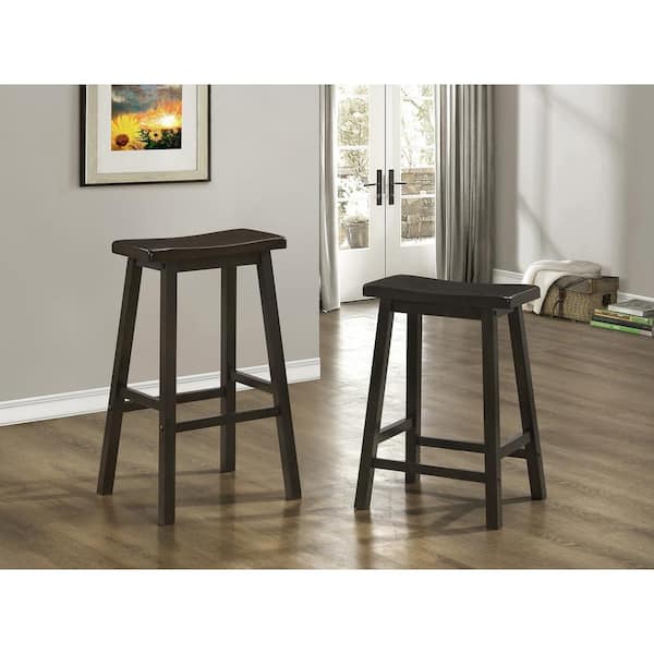 Monarch Specialties Saddle Seat 24 in. Cappuccino Bar Stool (Set of 2)