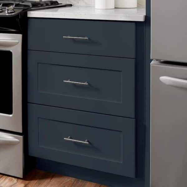 Avondale 24 in. W x 24 in. D x 34.5 in. H Ready to Assemble Plywood Shaker Drawer Base Kitchen Cabinet in Ink Blue