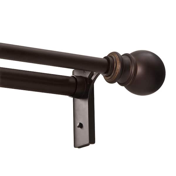 Kenney Twist & Fit™ Ella 66 - 110 in. Adjustable No Tools 1 in. Double Curtain Rod in Oil Rubbed Bronze with Ball Finials