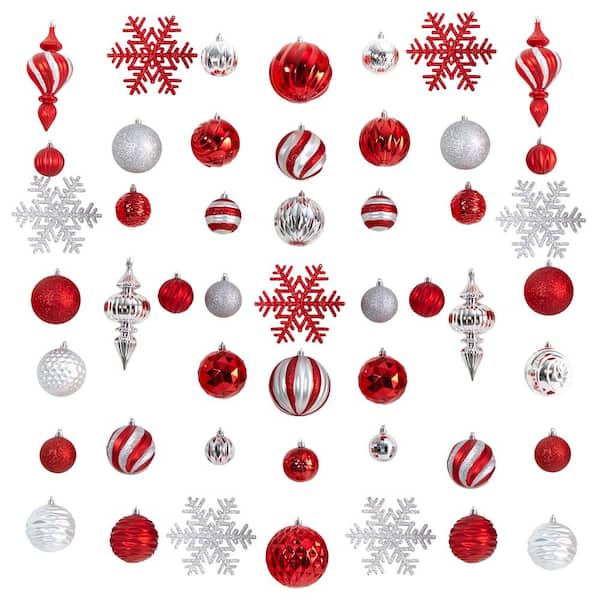 Nearly Natural Holiday Deluxe 3.5 in. Multicolor Shatterproof Assorted Ornaments (81-Pack)