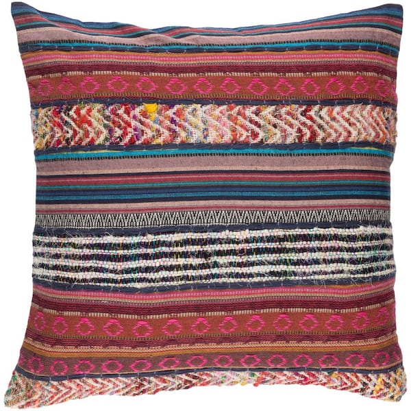 Livabliss Cochem Pink Striped Polyester 20 in. x 20 in. Throw Pillow