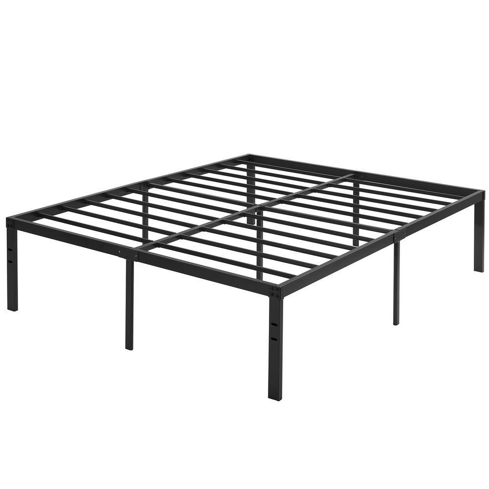 VECELO Tall Bed Frames Black, Metal Frame Queen Platform Bed With Heavy ...