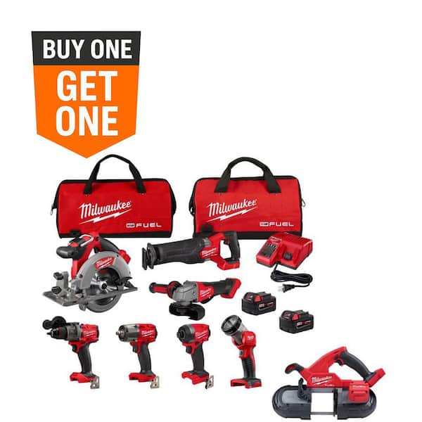 M18 FUEL 18V Lithium-Ion Brushless Cordless Combo Kit with (2) 5.0 Ah Batteries (7-Tool) & Compact Bandsaw