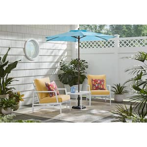 Willow Cay White 3-Piece Steel Outdoor Conversation Set with CushionGuard Yellow Cushions