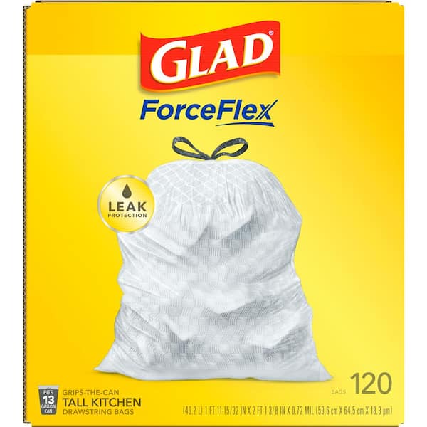 Glad ForceFlex MaxStrength 13 Gal. Drawstring Trash Bags, 120 ct. - Cherry  Blossom Scent