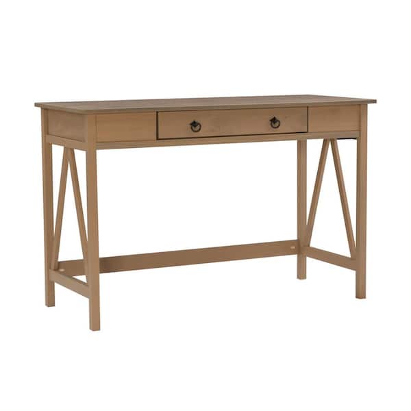 Linon Home Decor Titian 46 in. Rectangle Gray Driftwood Wood 1-Drawer Desk with Storage