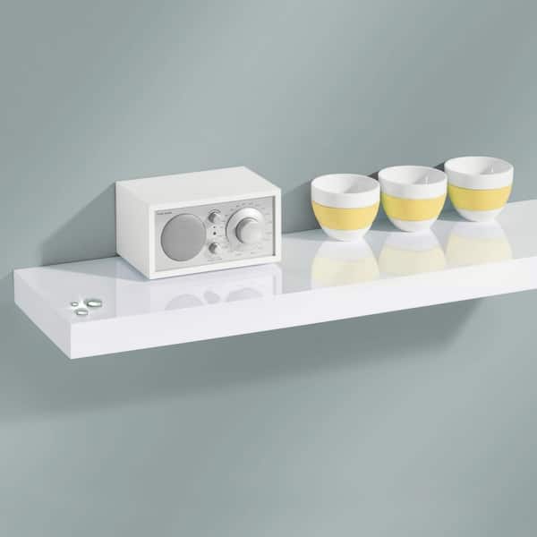 BIG BOY 17.5 in. x 9.8 in. x 2 in. White High Gloss MDF Floating Decorative Wall Shelf with Brackets