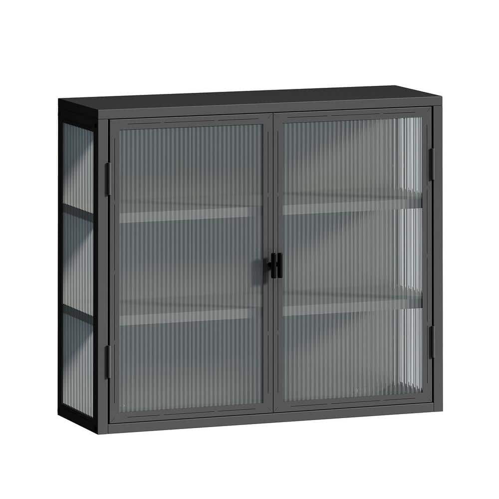 9.06 in W x 27.56 in D x 23.62 in H in Dark Gray Metal Modern Wall Kitchen 