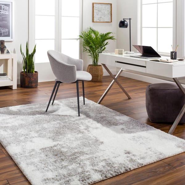 Livabliss Cloudy Shag Off-White/Gray 5 ft. x 7 ft. Abstract