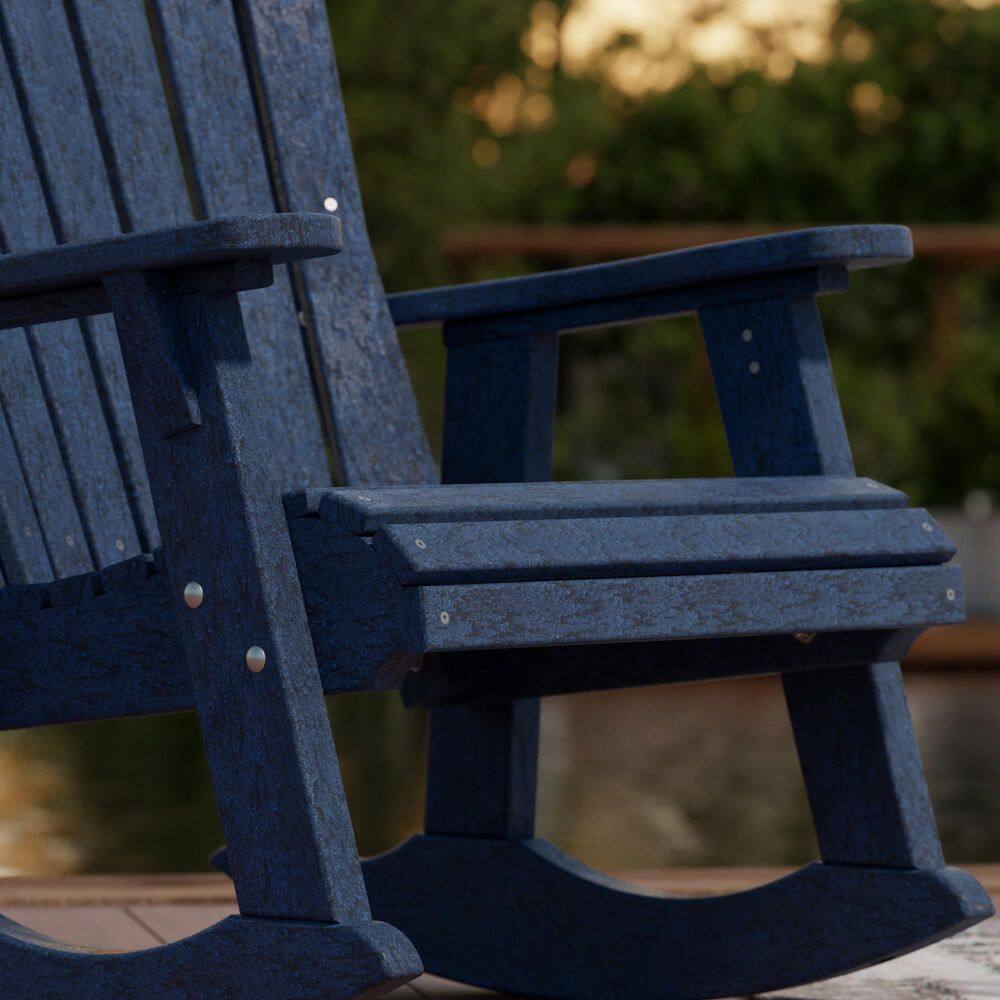 Patriot Blue Poly Lumber Adirondack Rocking Chair