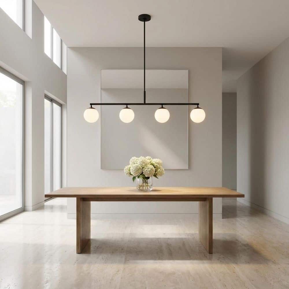 Nube 48 in. W 4-Light Midnight Black Modern Dimmable Linear Chandelier with Milk Glass Globe Shades, Bulbs Included price history on PriceWatchPro