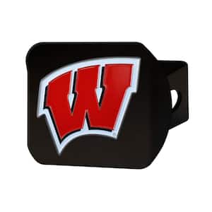NCAA University of Wisconsin Color Emblem on Black Hitch Cover
