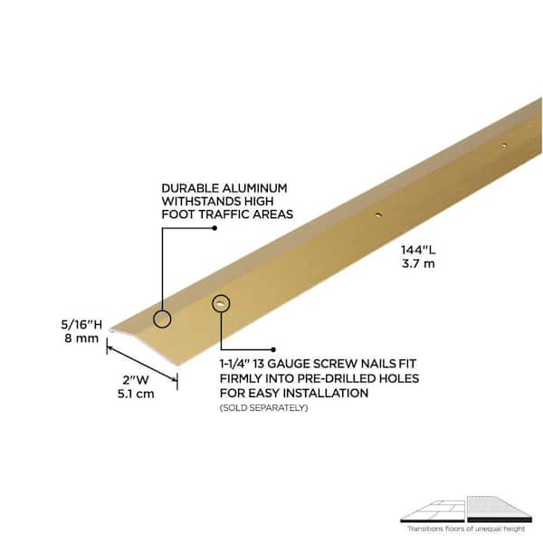 2"X 144" SATIN BRASS ALUMINUM CARPET TRIM HAMMERED