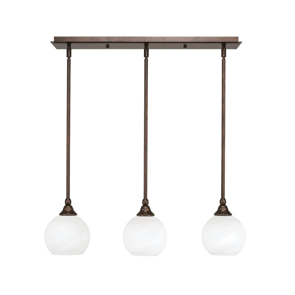 Livingston 100-Watt 3-Light Bronze Shaded Pendant Light with 5.75 in. White