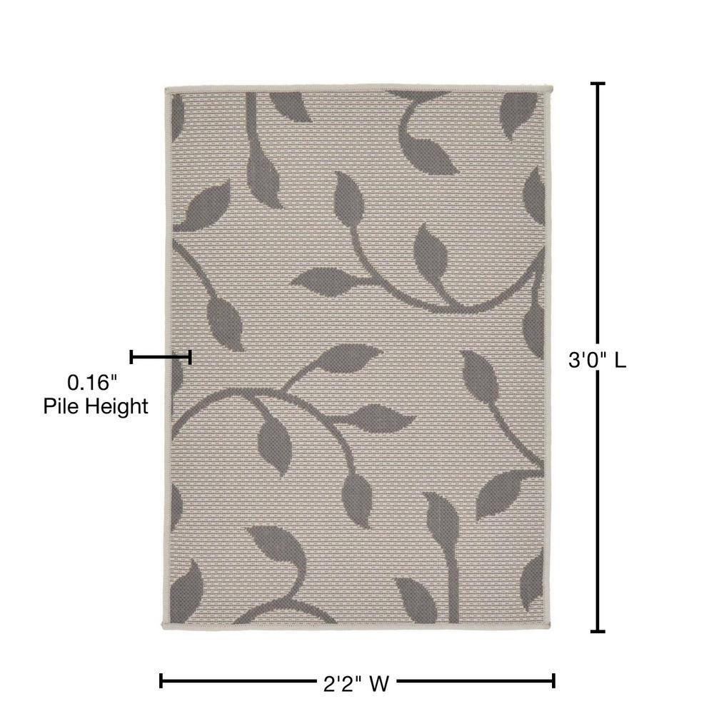 Gray Rectangular Synthetic Outdoor Washable Area Rug 2'x3'