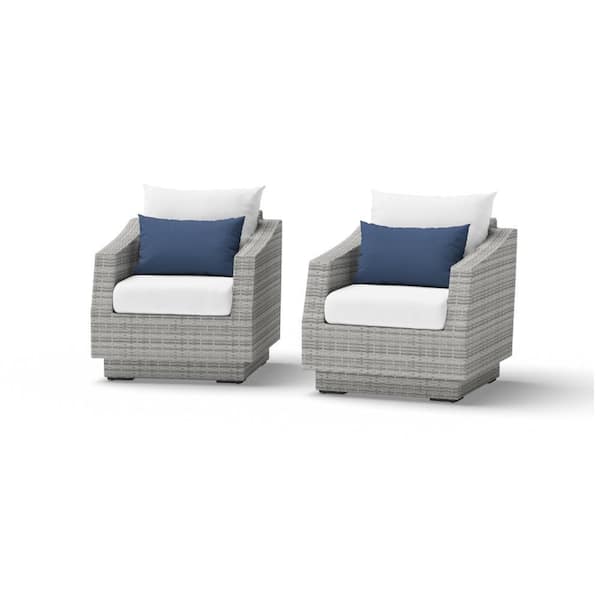 RST BRANDS Cannes Wicker Outdoor Lounge Chair with Sunbrella Bliss Ink Cushions (2-Pack)