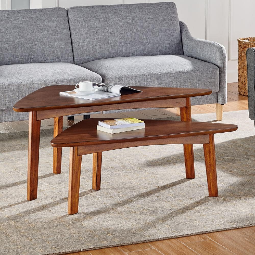 Monterey 40L Triangular Set of Two Mid-Century Modern Nesting Tables, Wa