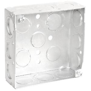 4 in. W x 1-1/2 in. D Steel Metallic Square Box with Nine 1/2 in. KO's, Two 3/4 In. KO's and 6 CKO's (1-Pack)