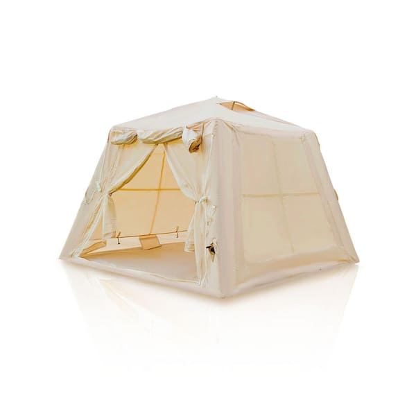 8 ft. x 8 ft. White Inflatable Camping Tent Waterproof Oxford Air Glamping Tents for Camping Adult 2-3 Person