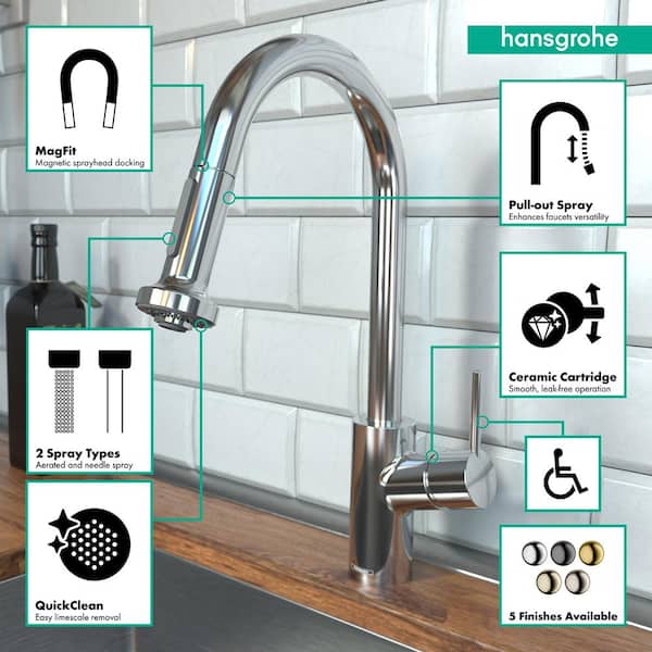 Hansgrohe 04286000 Chrome Talis S 2 Spray Prep Pull Down Kitchen Faucet