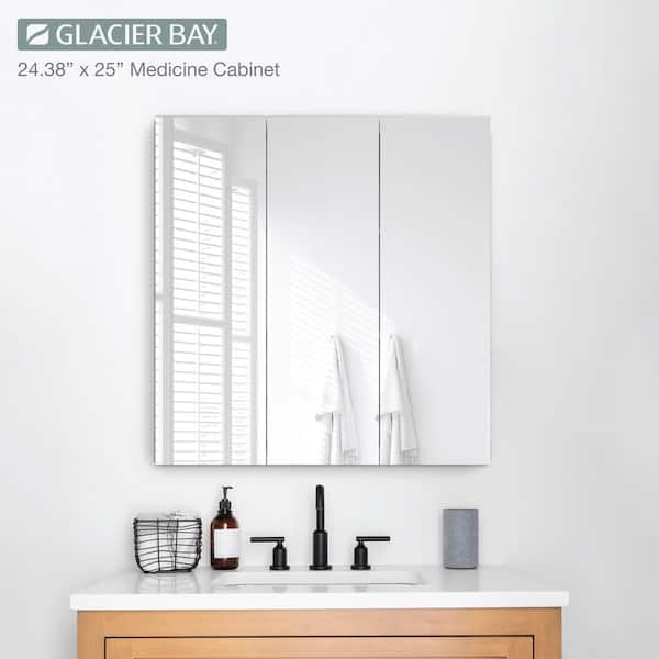 Glacier Bay 24.4 in. W x 25.2 in. H Rectangular Medicine Cabinet 