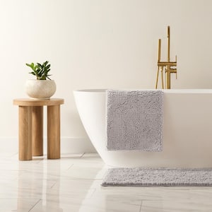 Ultra Soft 34 in. x 21 in. Light Gray Chenille Bath Mat