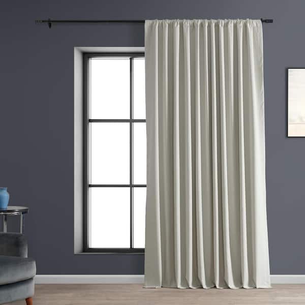 Exclusive Fabrics & Furnishings Warm White Performance Linen Extrawide 100 in. W x 108 in. L Rod Pocket Hotel Blackout Curtain (Single Panel)