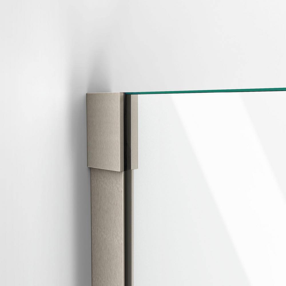 72" Clear Glass Frameless Hinged Shower Door with Distressed Bronze Hardware