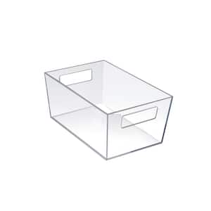 10 in. W x 75 in. D x 4.5 in. H Medium Storage Tote Bins with Handle Clear Color (Pack of 4)