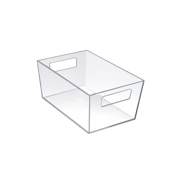 Azar Displays 10 in. W x 75 in. D x 4.5 in. H Medium Storage Tote Bins with Handle Clear Color (Pack of 4)